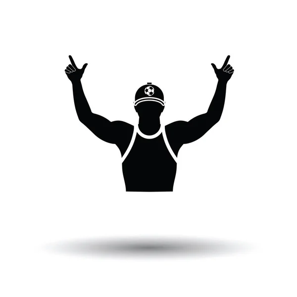 Football fan with hands up icon — Stock Vector