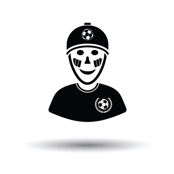 Penggemar sepak bola dengan wajah dicat oleh ikon bendera Italia - Stok Vektor