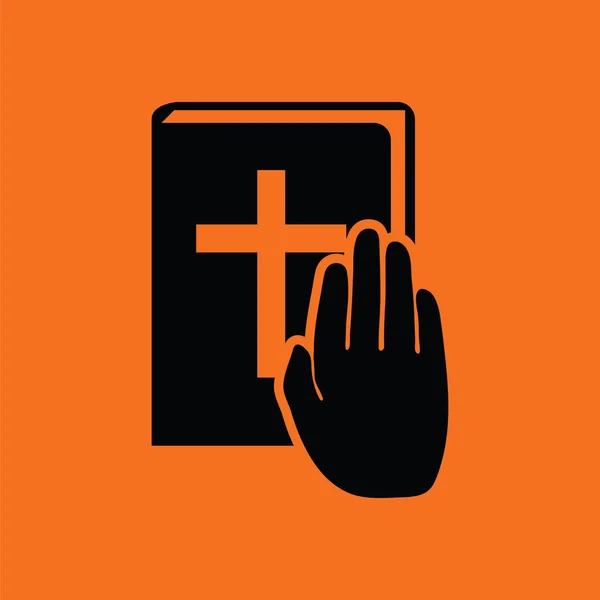 Hand on Bible icon — Stock Vector