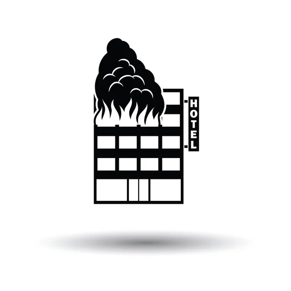 Hotel building in fire icon