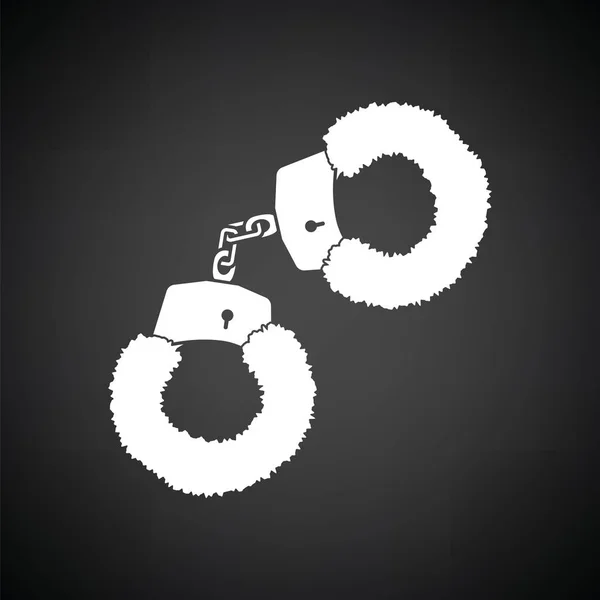 Sex handcuffs with fur icon — Stock Vector