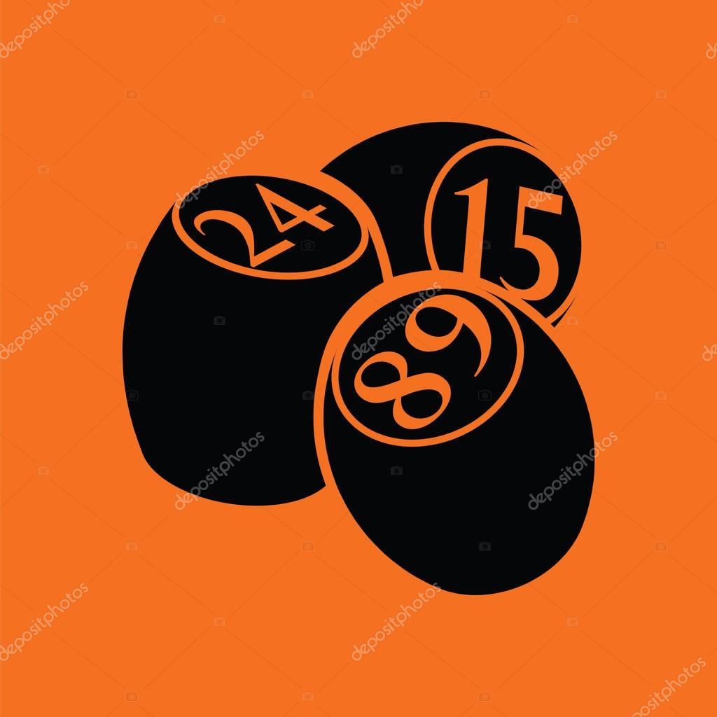 Bingo Kegs icon. Orange background with black. Vector illustration.