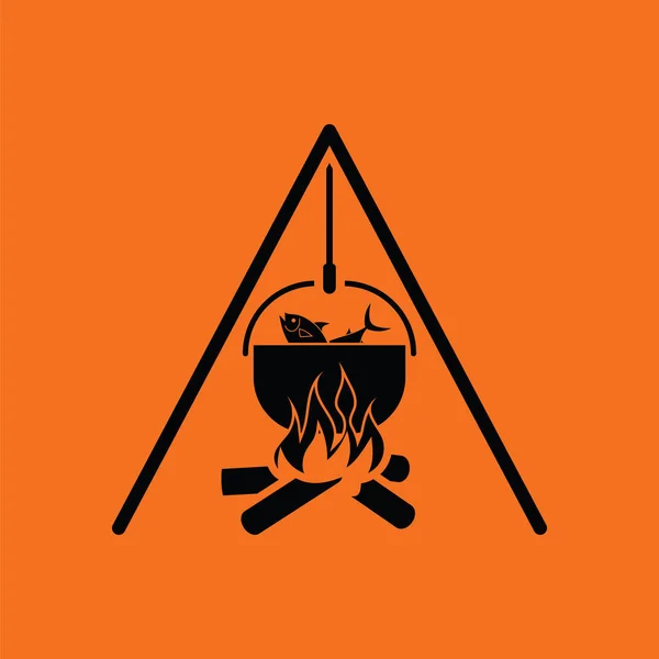 Ikona ognia i pot połowów — Wektor stockowy