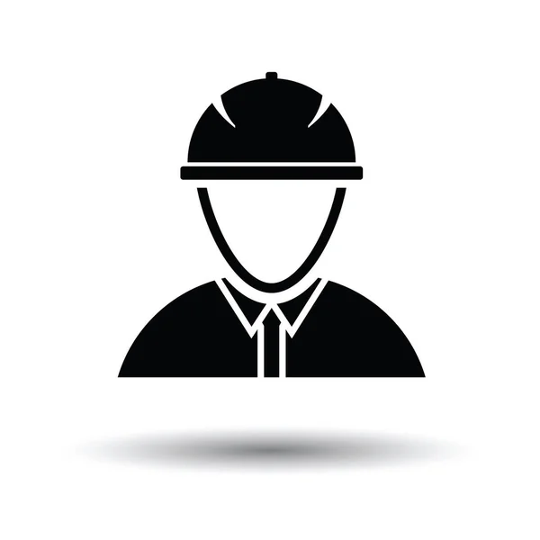 Icono de la cabeza del trabajador de la construcción en casco — Vector de stock