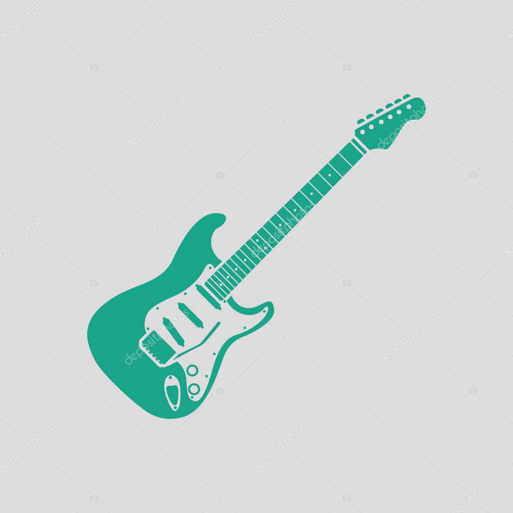 Electric guitar icon. Gray background with green. Vector illustration.