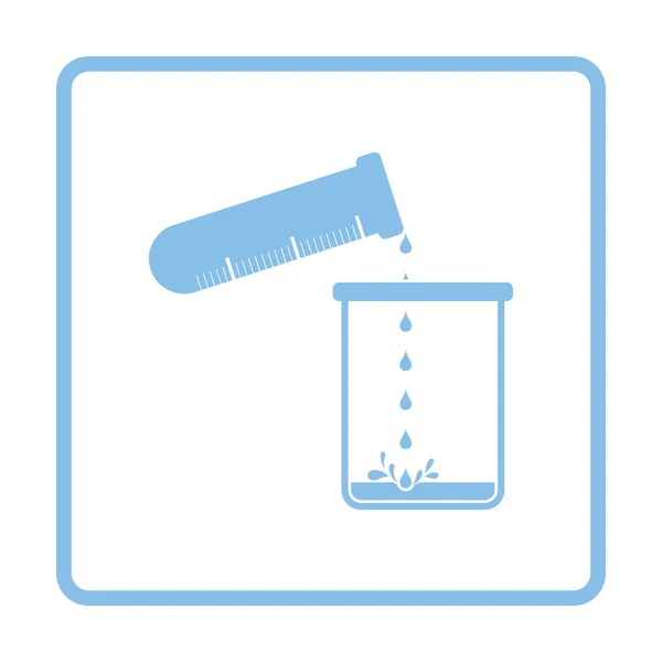 Icono de química vaso de precipitados verter líquido en frasco — Archivo Imágenes Vectoriales