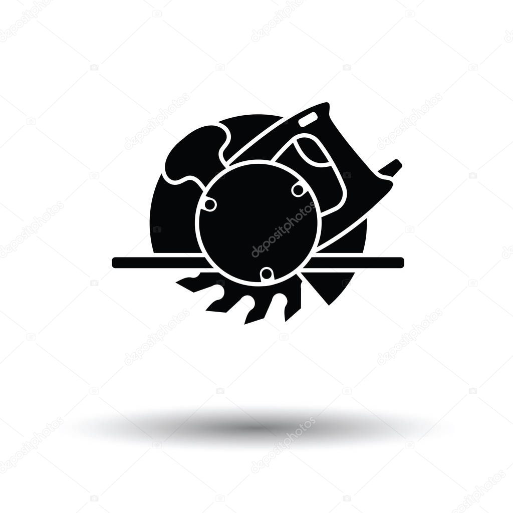 Circular saw icon. White background with shadow design. Vector illustration.