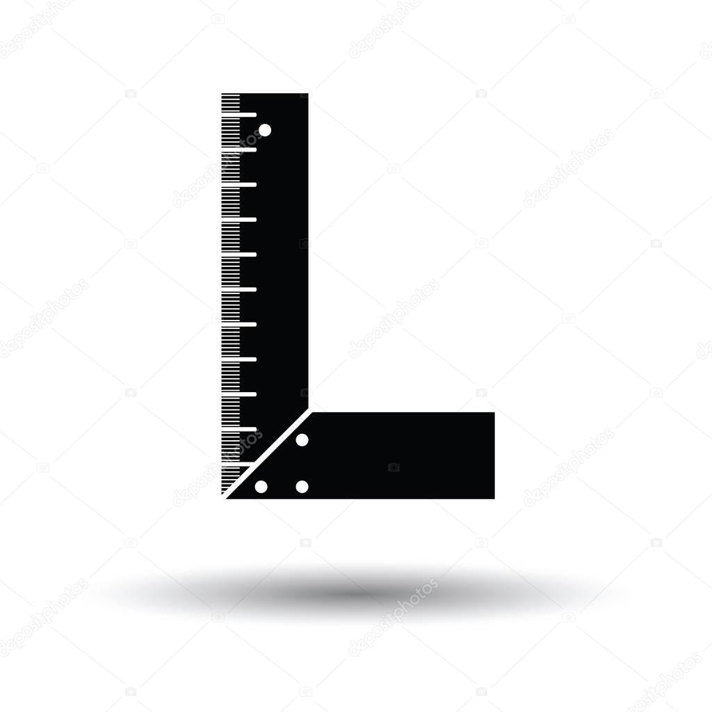 Setsquare icon. White background with shadow design. Vector illustration.
