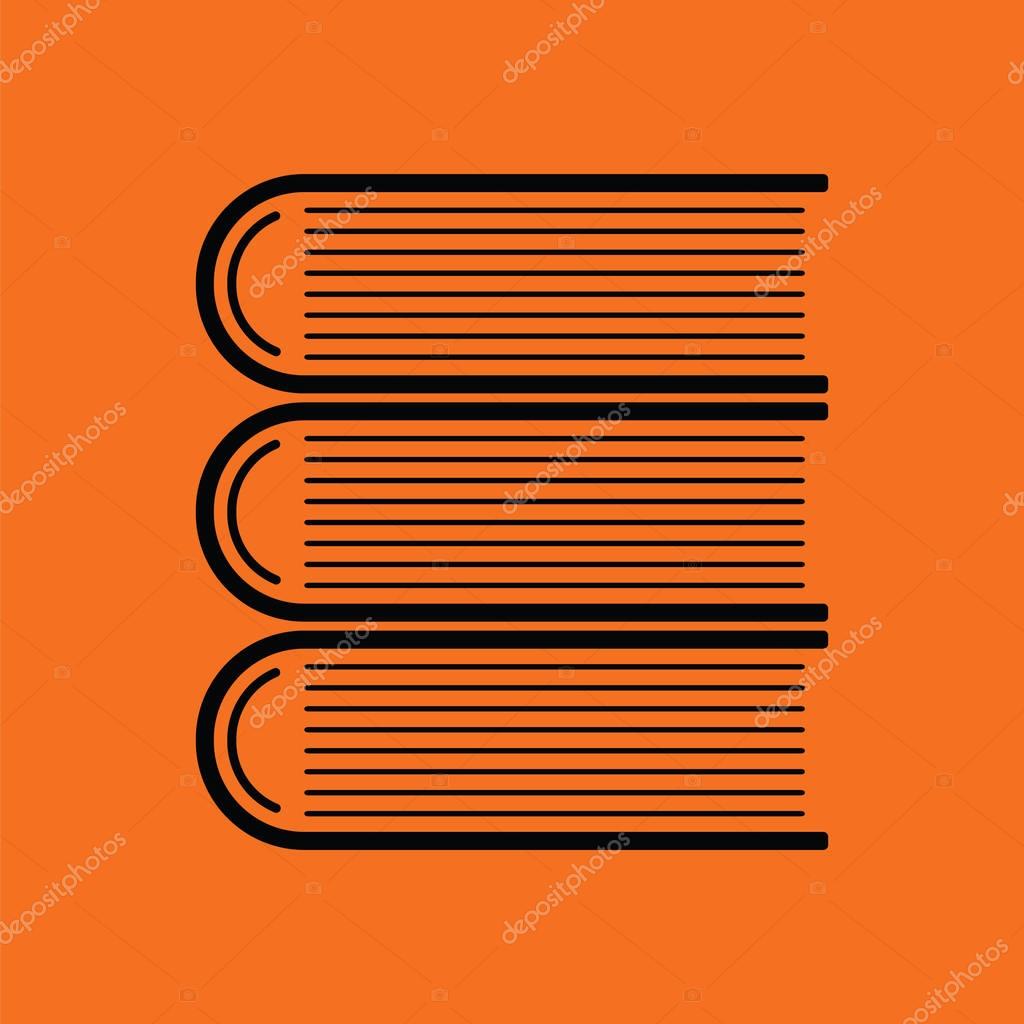 Stack of books icon. Orange background with black. Vector illustration.