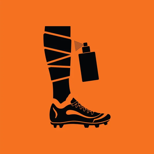 Piłka nożna bandażach noga z aerozolu znieczulenie ikona — Wektor stockowy