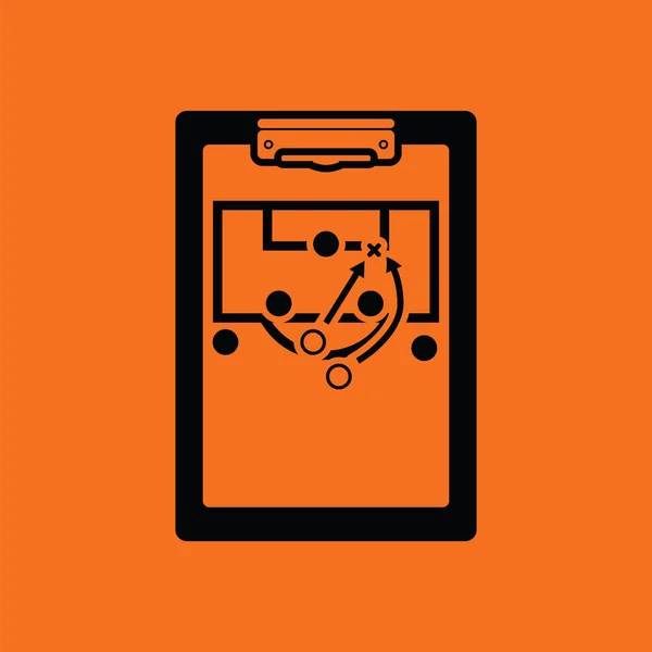 Tablette entraîneur de football avec schéma de l'icône du jeu — Image vectorielle