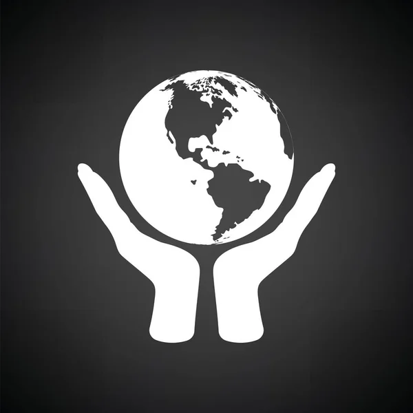 Hands holding planet icon — Vector de stoc