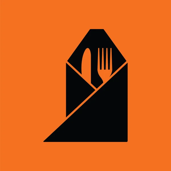 Icona del tovagliolo avvolto forchetta e coltello — Vettoriale Stock