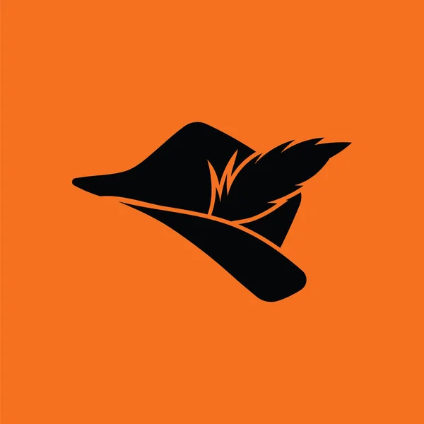 Sombrero de cazador con icono de pluma — Vector de stock