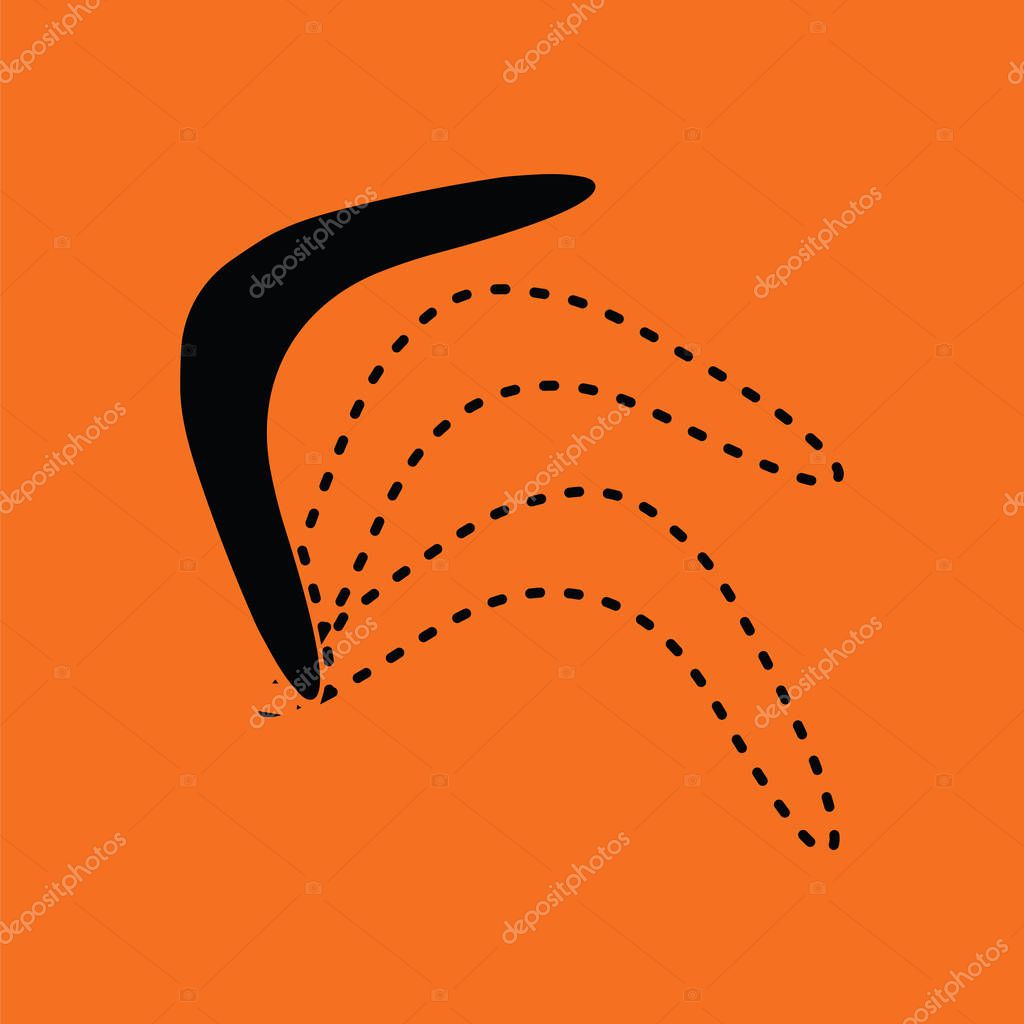 Boomerang  icon. Orange background with black. Vector illustration.