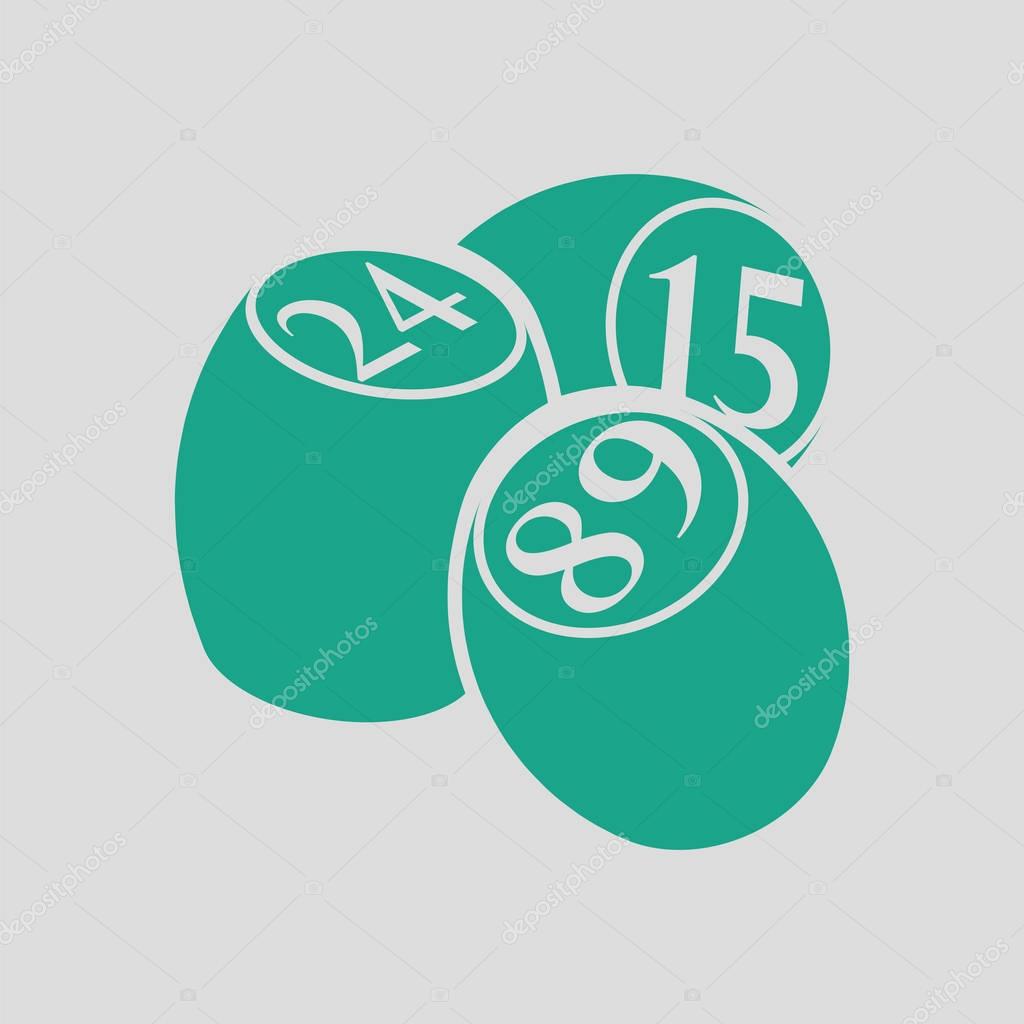Bingo Kegs icon. Gray background with green. Vector illustration.