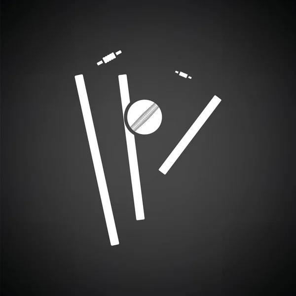 Cricket Wicket Icon Black Background White Vector Illustration Stock