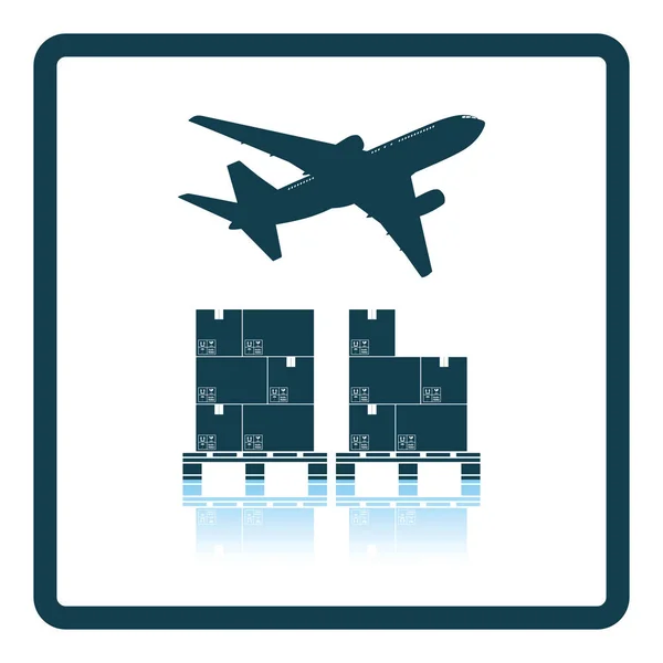 Caixas em paletes sob avião —  Vetores de Stock