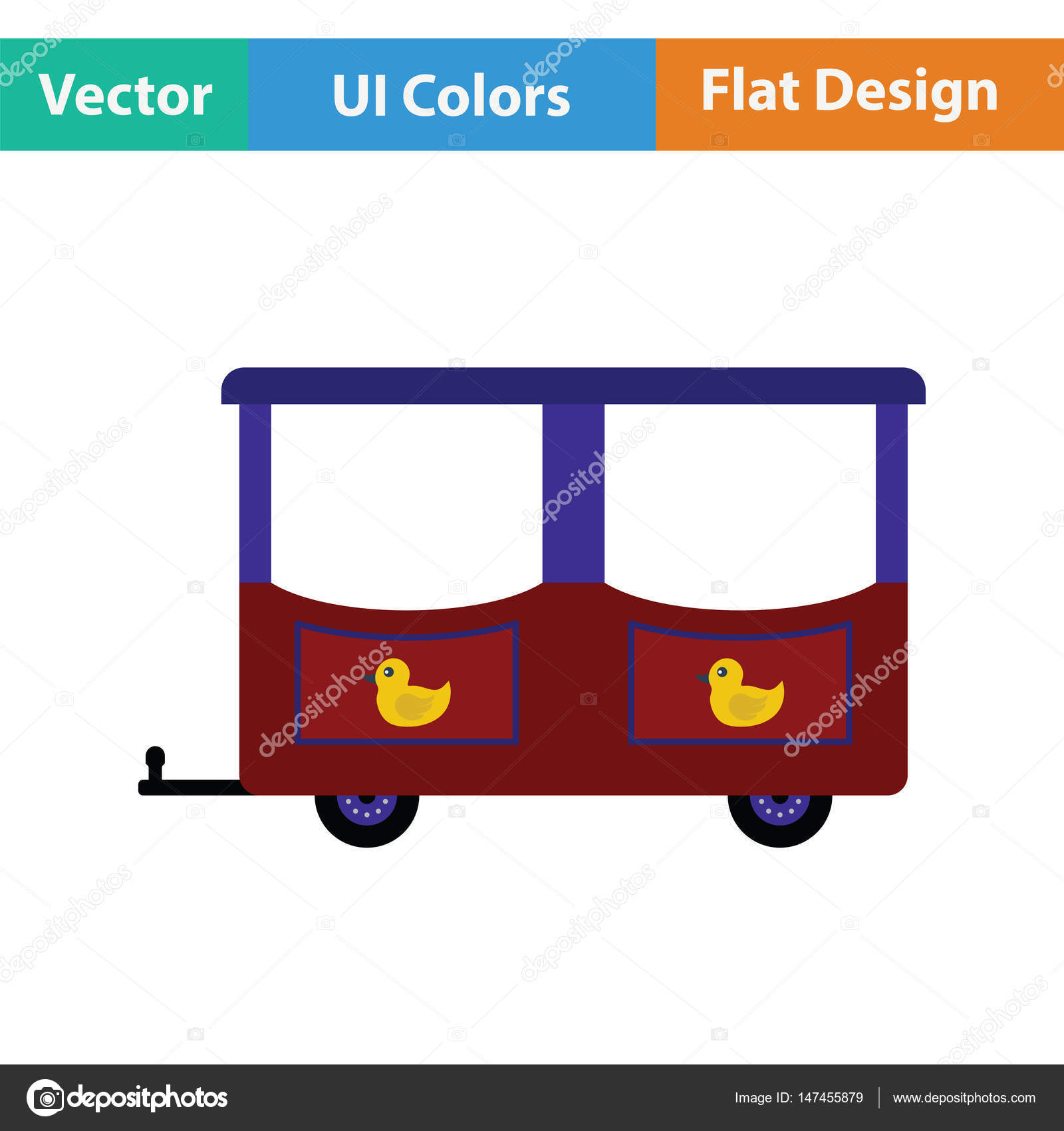 Icona del treno vagone dei bambini Design piatto Illustrazione di vettore — Vettoriali di angelp Trova immagini simili