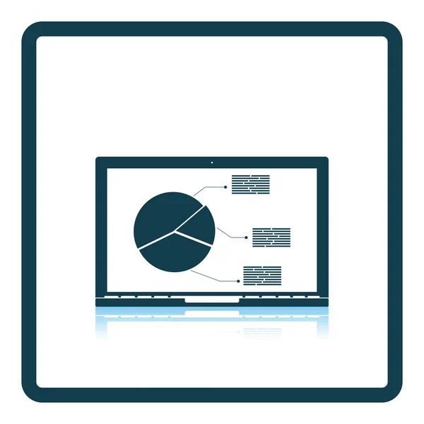 Laptop ile analytics diyagram simgesi — Stok Vektör