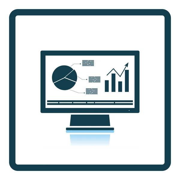 Monitor con icona diagramma analitico — Vettoriale Stock