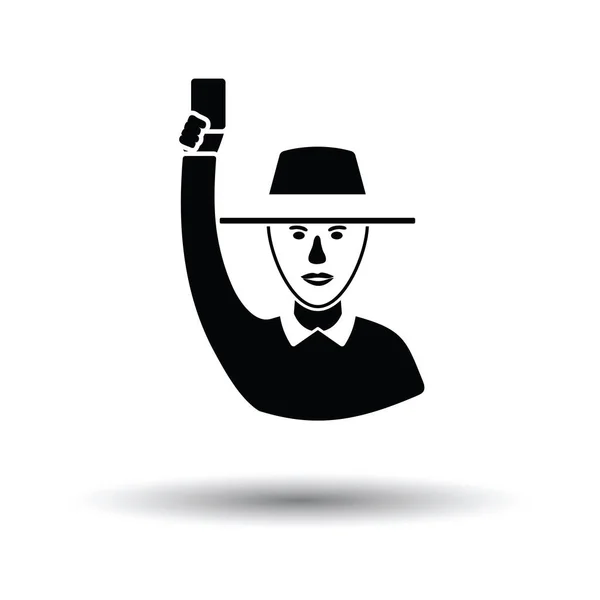 Cricket umpire met hand met pictogram — Stockvector