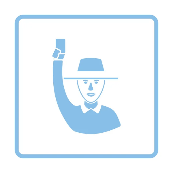 Cricket umpire met hand met pictogram — Stockvector