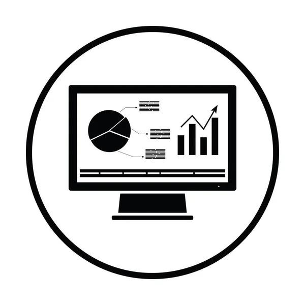 Monitor met pictogram voor analytics-structuurdiagram — Stockvector