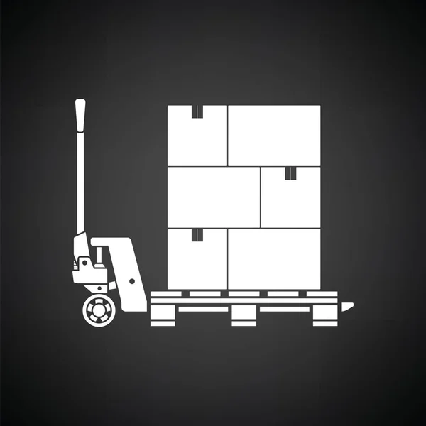 Hand-hydraulische pallet truc met vakken pictogram — Stockvector