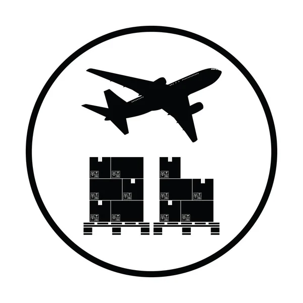 Boxes on pallet under airplane — Stock Vector