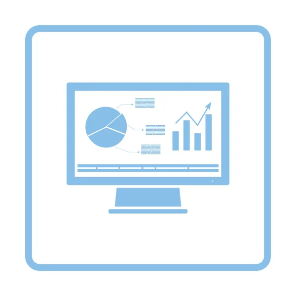 Monitor con icono de diagrama de analítica — Vector de stock