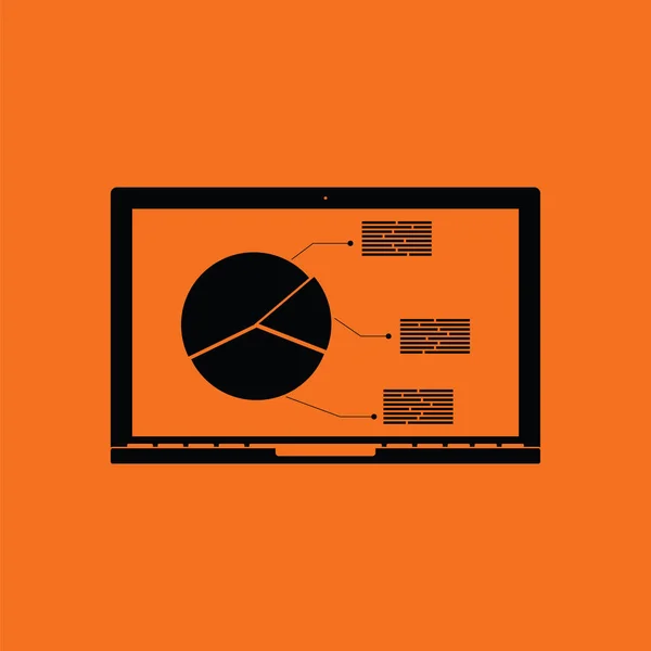 Laptop ile analytics diyagram simgesi — Stok Vektör