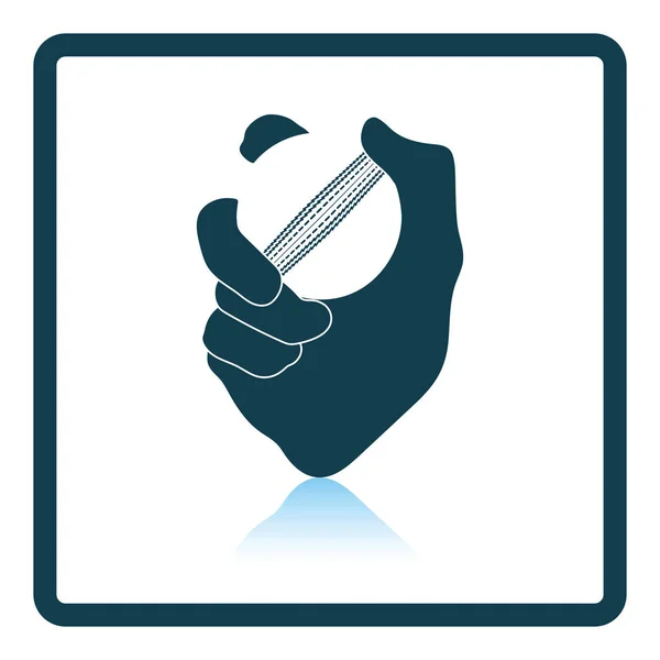 Mão segurando ícone de bola de críquete —  Vetores de Stock