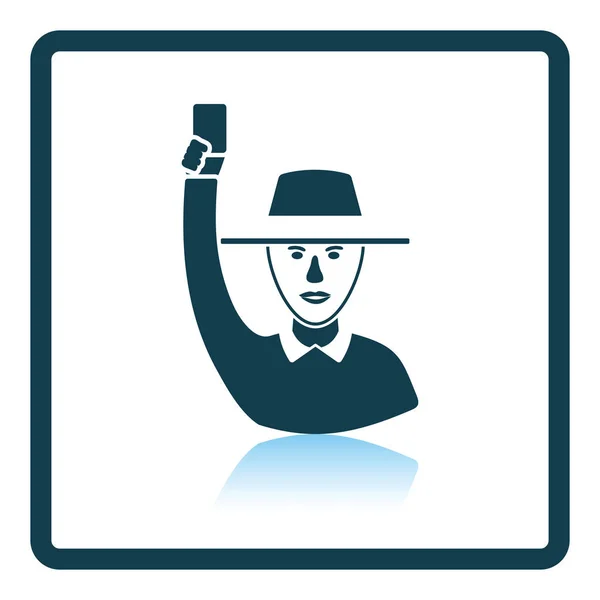 Cricket umpire met hand met pictogram — Stockvector