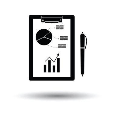 Analitik grafik ve kalem simgesi olan tablet yazma