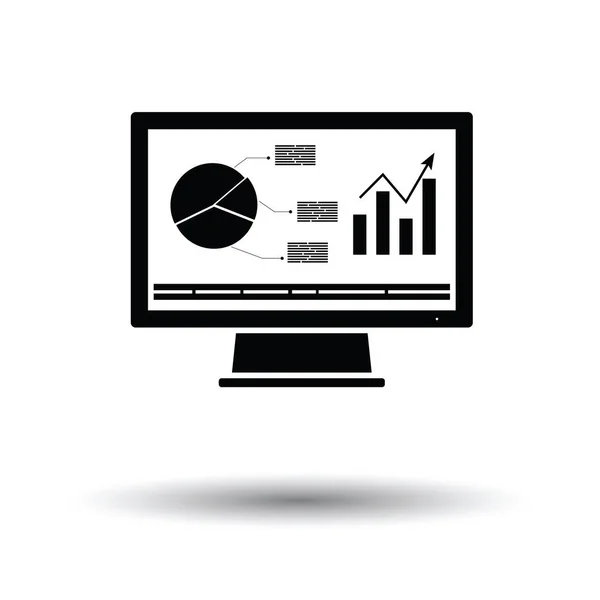 Monitor con icono de diagrama de analítica — Vector de stock