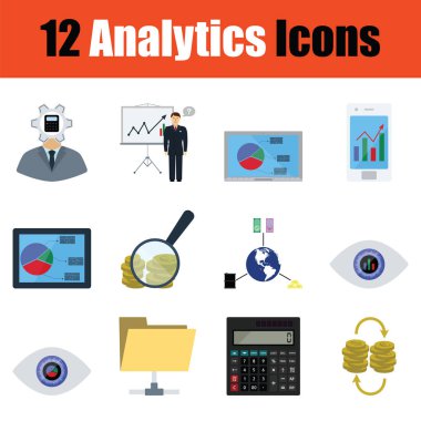 Düz tasarım analytics Icon set 