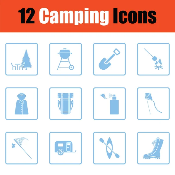Conjunto de icono de camping — Vector de stock