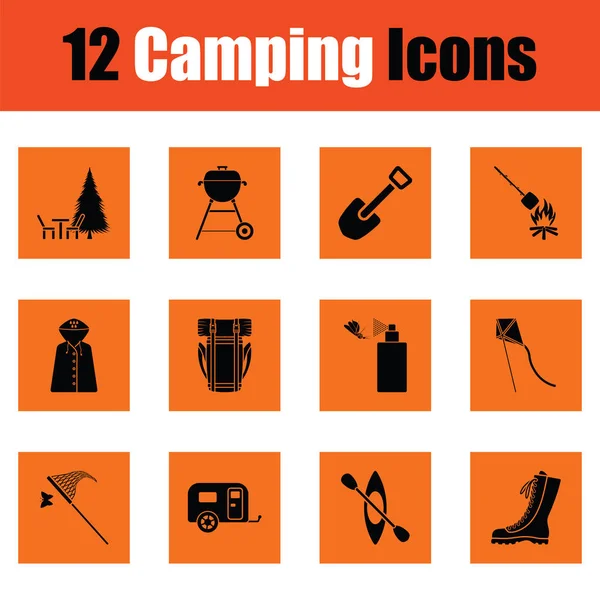 Conjunto de icono de camping — Vector de stock
