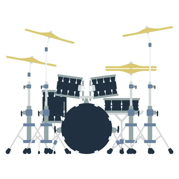 Schlagzeug Set Ikone Vorhanden Flache Farbgestaltung Vektorillustration — Stockvektor