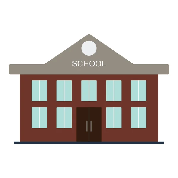 Ikon Gedung Sekolah Rancangan Warna Rata Ilustrasi Vektor - Stok Vektor