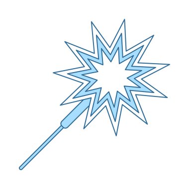 Parti Sparkler Simgesi. Mavi Dolgu Tasarımı ile ince çizgi. Vektör İllüstrasyonu.