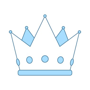 Parti Taç Simgesi. Mavi Dolgu Tasarımı ile ince çizgi. Vektör İllüstrasyonu.