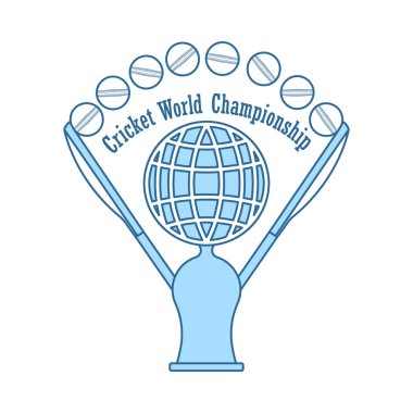 Kriket Kupası ikonu. Mavi Dolgu Tasarımı ile ince çizgi. Vektör İllüstrasyonu.