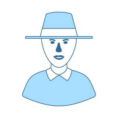 Kriket hakemi Icon. Mavi Dolgu Tasarımı ile ince çizgi. Vektör İllüstrasyonu.