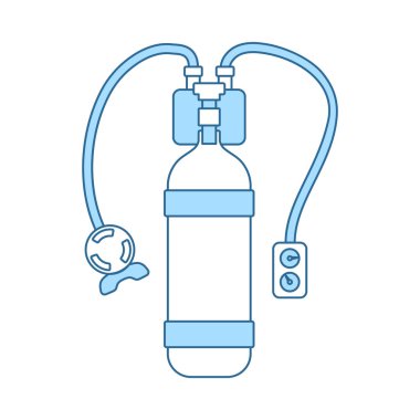 Scuba simgesi. Mavi dolgu tasarımı Ile ince çizgi. Vektör Illustration.