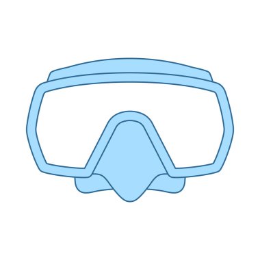 Tüplü maske simgesi. Mavi dolgu tasarımı Ile ince çizgi. Vektör Illustration.