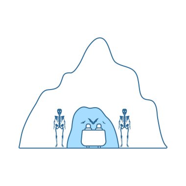 Korku Mağarası Simgesi. Mavi Dolgu Tasarımı ile ince çizgi. Vektör İllüstrasyonu.