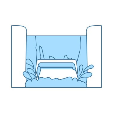 Su Kayığı Sürücüsü Simgesi. Mavi Dolgu Tasarımı ile ince çizgi. Vektör İllüstrasyonu.