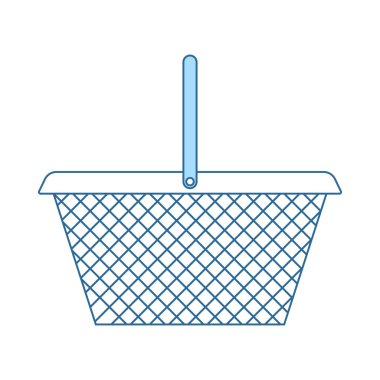 Süpermarket Shoping Sepet Simgesi. Mavi Dolgu Tasarımı ile ince çizgi. Vektör İllüstrasyonu.